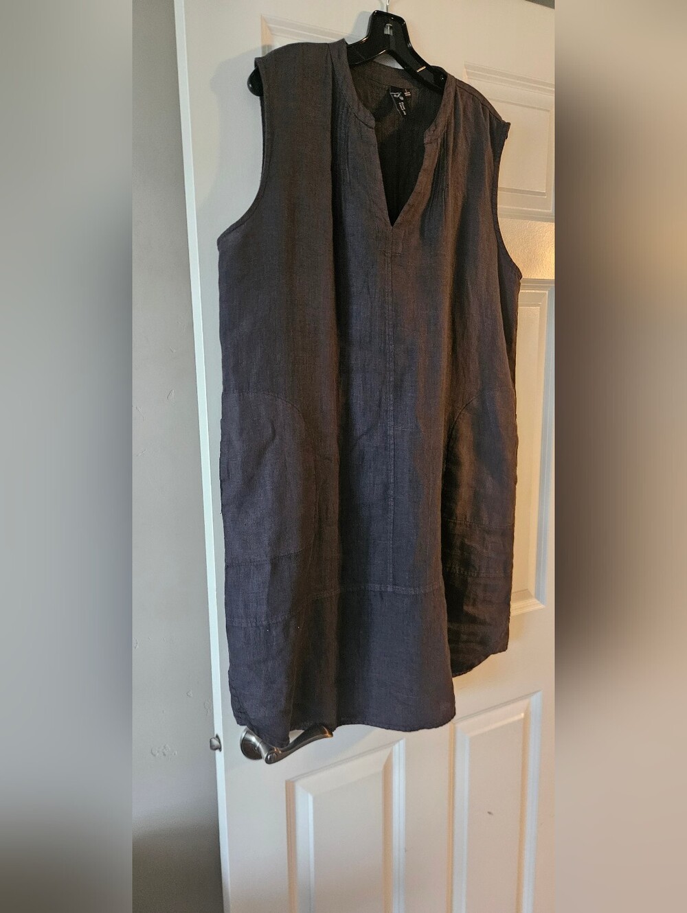 Sleeveless V-Neck Midi Dress in Dark Grey